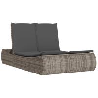 vidaXL Tumbona doble con cojines ratán sintético Negro, Marrón, Gris Sillas de Exterior Ideal para jardín, playa, piscina, terraza Tumbona Piscina Tumbonas Playa Tumbonas Jardín Exterior - details 3
