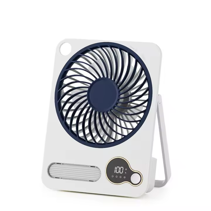Ventilador de escritorio de 3000 mAh, ultrafino, plegable, montado en la pared, con luz nocturna, Bluetooth, USB, pequeño ventilador - 1