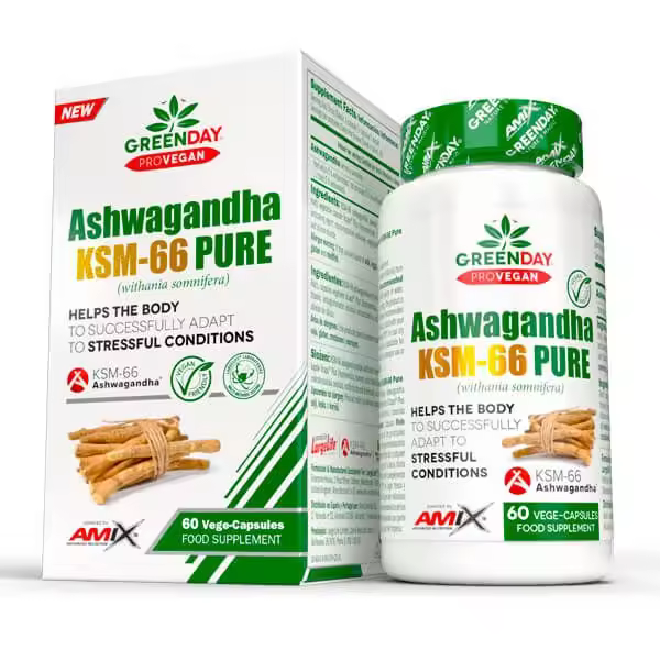 Ashwagandha KSM-66 Pure - 60 Cápsulas Amix GreenDay - 1