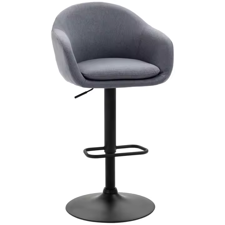 HOMCOM Taburete Alto de Cocina Regulable en Altura Taburete de Bar Tapizado de Tela con Reposapiés y Pata de Acero Carga 110 kg 54x54x92-112 cm Gris Oscuro - 1