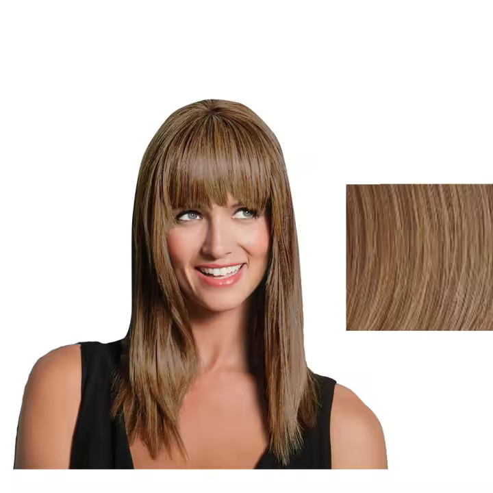 Peinado Fringe Fake Castaño Caoba Rojizo - 1