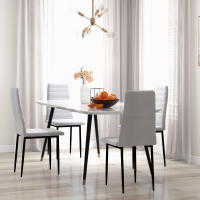 HOMCOM Pack de 4 Sillas de Comedor Modernas, Sillas de Cocina Tapizadas en Lino Sintético con Respaldo Alto y Patas de Metal, para Salón, Blanco - details 1
