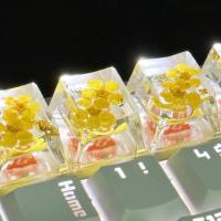 4pcs/set Teclas De Resina Transparencia DIY Flores Personalidad Accesorios Para Teclado Y Ratónkk-Cokio - details 4