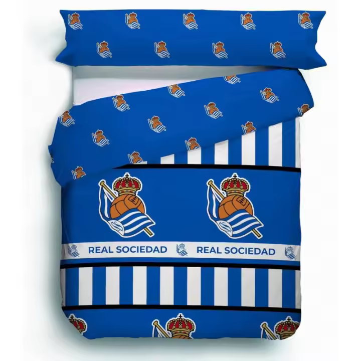 Real Sociedad juego de funda nórdica y almohada para cama de 105cm producto oficial. 105FNRS4209 - 1