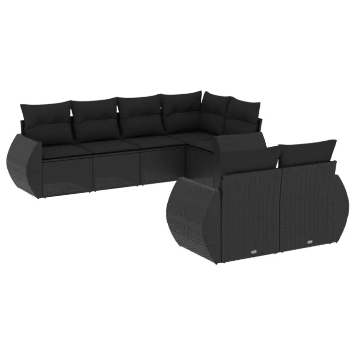 Set de Comedor de Jardín 7 pzas y zapatos sintético Negro - 1