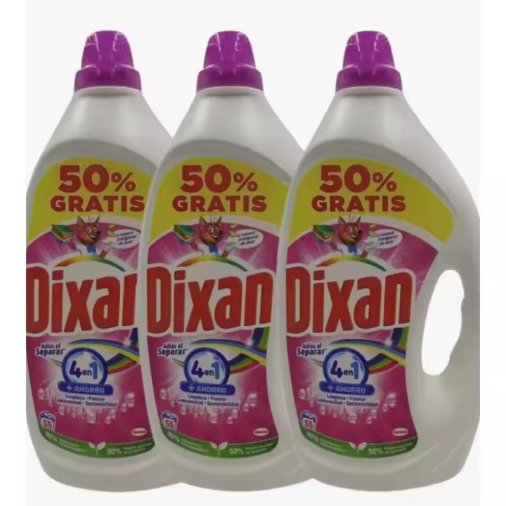 Dixan Gel Adiós al Separar Total 4+1, Detergente Líquido para Lavadora 3uds*55 Lavados, jabón líquido para la ropa de color, limpieza, luminosidad, frescor y sostenibilidad total 165 lavadora - 1