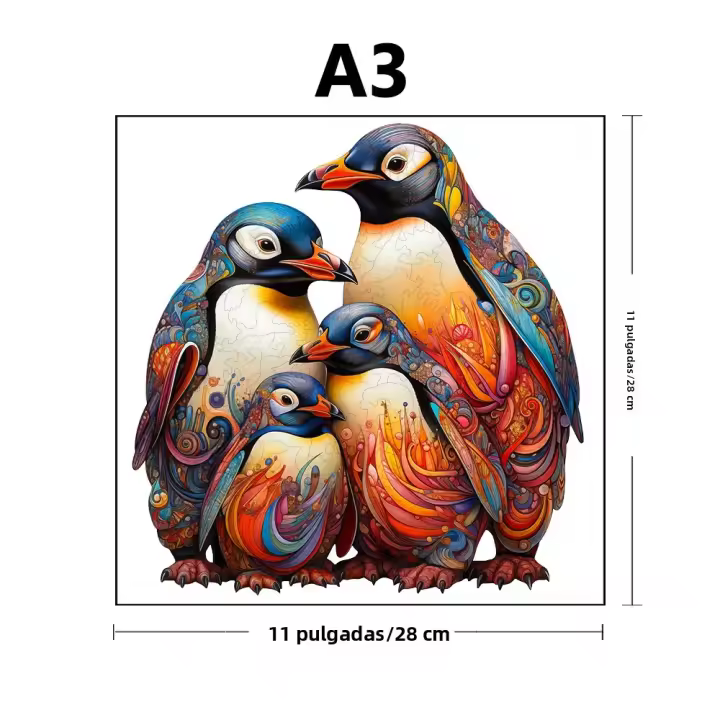 Puzzle De Madera Con Dibujos Irregulares De Pingüino Regalo Elegante En Caja Para Interacción Familiar Y Alivio Del Estrés En Adultos - 1