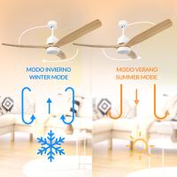 Ventilador de Techo LED con Mando y Temporizador, Motor Silencioso DC, Luz Regulable CCT, Estilo Blanco/Madera, 132 cm, IP20, Ideal para Salón o Dormitorio OstarkDom-LEDUNI - details 3