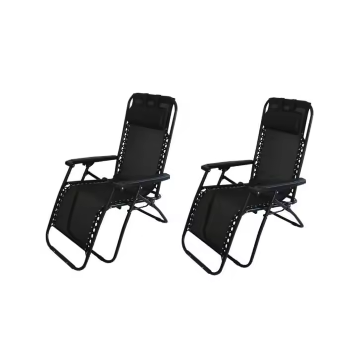 Silla Tumbona con Reposabrazos Plegable - Hamaca Multiposiciones de Metal - Cojín Reposacabezas - Ideal para Playa, Jardín, Terraza - 1