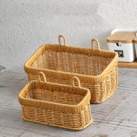 Cesta De Almacenamiento Para Jengibre Y Ajo Montada En La Pared Cesta Colgante De Plástico Tejida Para Cocina Cesta De Rattan Ecológica - details 0