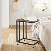 Mesa auxiliar moderna con ruedas y pies ajustables, ideal para dormitorio, fácil de montar, marco de acero, en blanco crema o negro ébano - details 13