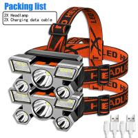 Linterna Frontal LED De Alta Brillo 5LED Para Exteriores Y Pesca Recargable Por USB Lámpara Minera Portátil Con Fuente De Luz Potente - details 4