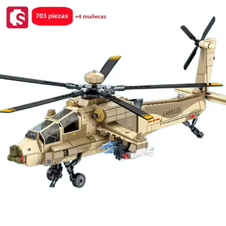 SEMBO 703pcs Helicóptero Militar Serie Z-21 Con Armas Pesadas Bloques De Construcción MOC Avión Juguetes Para Niños Modelo De Bloques De Plástico ABS Compatible Con Lego - 1