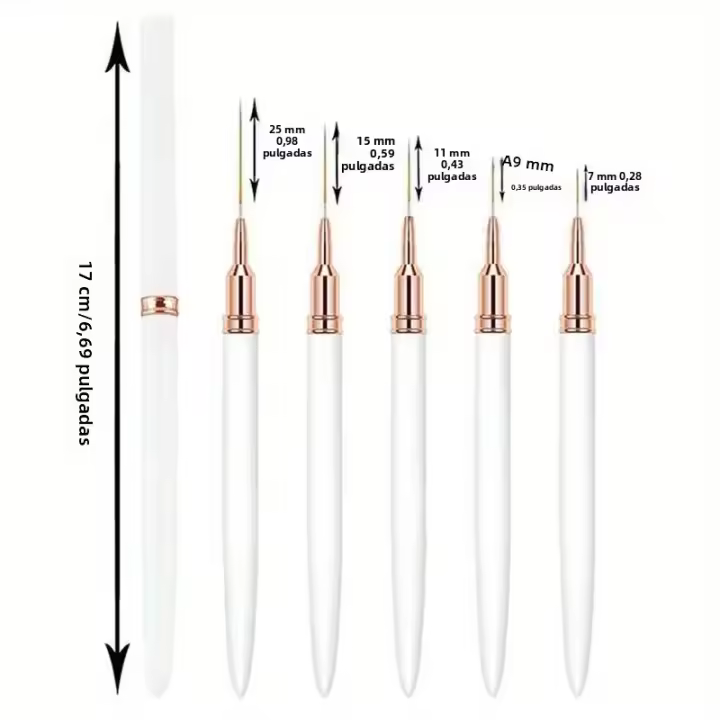 Set De 5 Pinceles Para Arte De Uñas Profesional Líneas Elongadas Dibujo De Uñas UV Gel Pintura Diseño De Uñas Herramienta De Manicura - 1