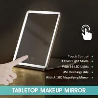 Espejo De Maquillaje LED Plegable Con Pantalla Táctil Y Luz Magnificación De 10X Para Viajes Espejo De Vestíbulo Con Control Remoto Y Función De Almacenamiento - details 3