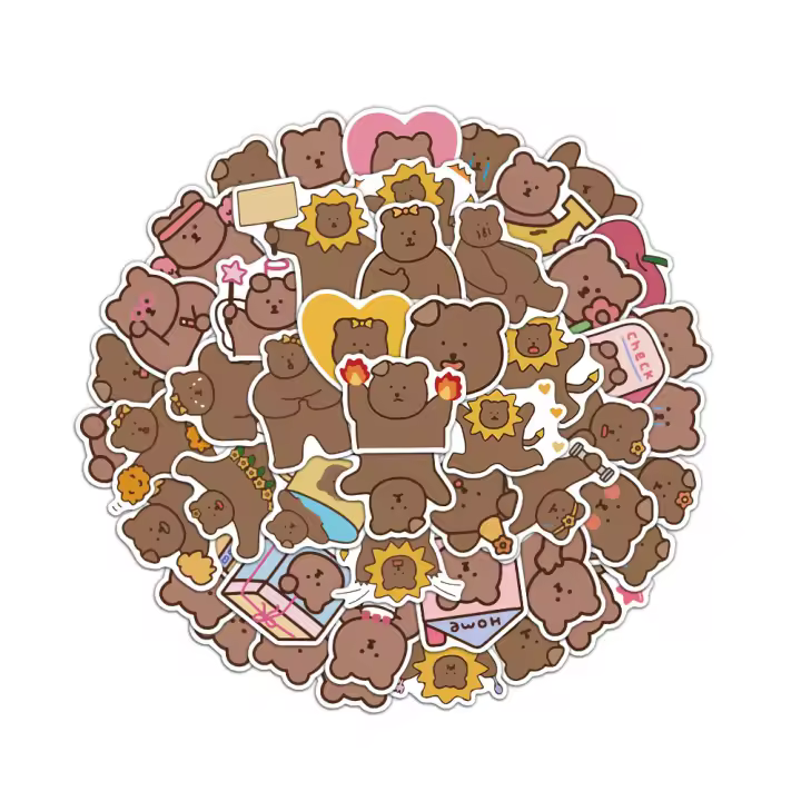50PCS Pegatinas Lindas De Oso Pequeño Tierra Impermeables Para Teléfonos Móviles Portátiles Y Estuches De Bebida - 1