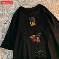 Camiseta De Algodón Transpirable Para Hombre Con Estampado De Consola De Juegos Patatas Fritas Y Cola Camiseta Casual De Verano Sin Capucha - details 6