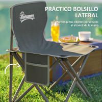 Outsunny Conjunto de Mesa y Sillas de Camping Mesa Plegable Portátil Camping con Sillas Incluye 1 Mesita 55x51x50 cm y 4 Sillones Plegables con Bolsillos Laterales y Bolsa de Transporte Gris Oscuro - details 5