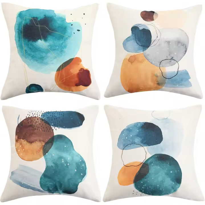 Cojín decorativo de 45 cm/x 18 pulgadas, pintura abstracta moderna, fundas de almohada verde esmeralda para sofá, dormitorio, sala de estar y coche - 1