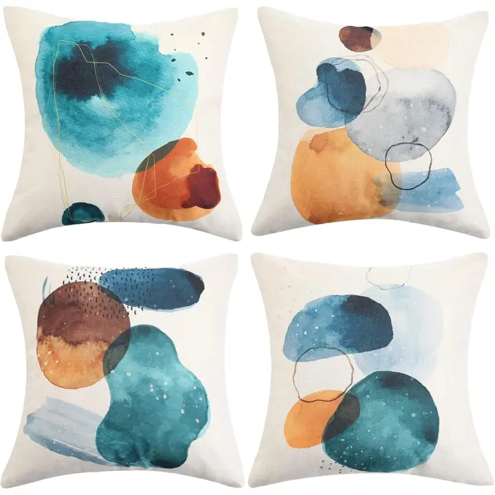 Cojín decorativo de 45 cm/x 18 pulgadas, pintura abstracta moderna, fundas de almohada verde esmeralda para sofá, dormitorio, sala de estar y coche - 1
