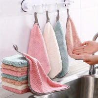 Juego De 4 Toallas De Mano De Terciopelo Coral Para Cocina 25*25cm Absorbentes Y No Desprendiéndose Toallas De Lavado De Platos De Microfibra Sólidas - details 2