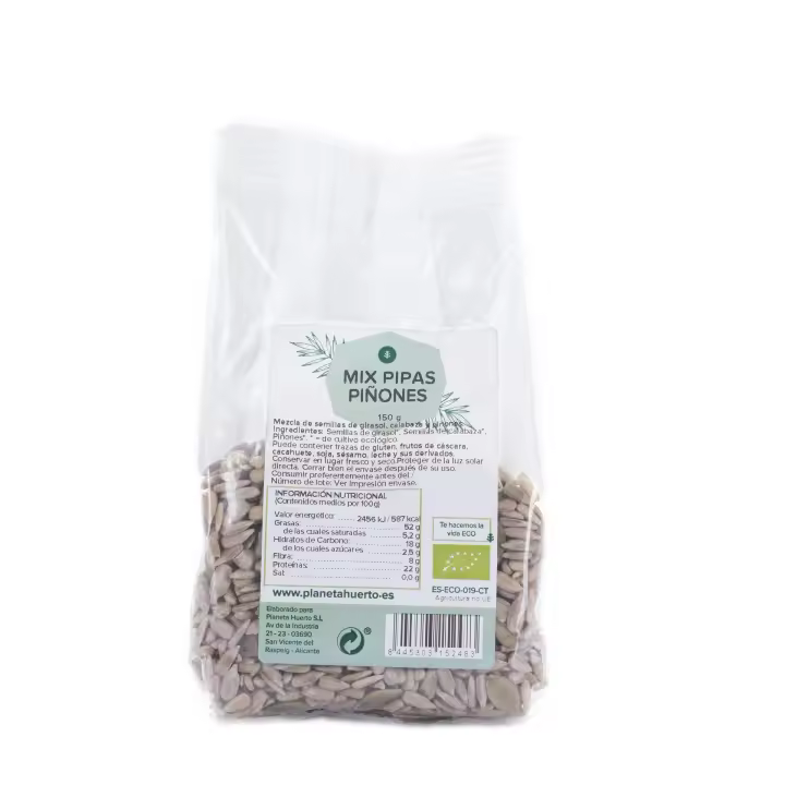 PLANETA HUERTO | Mix de Pipas y Piñones Ecológicos – Mezcla Nutritiva para Picoteo Saludable, Bolsa de 150 g - 1