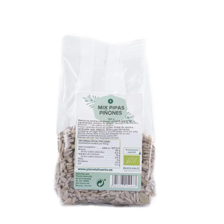 PLANETA HUERTO | Mix de Pipas y Piñones Ecológicos – Mezcla Nutritiva para Picoteo Saludable, Bolsa de 150 g - 1