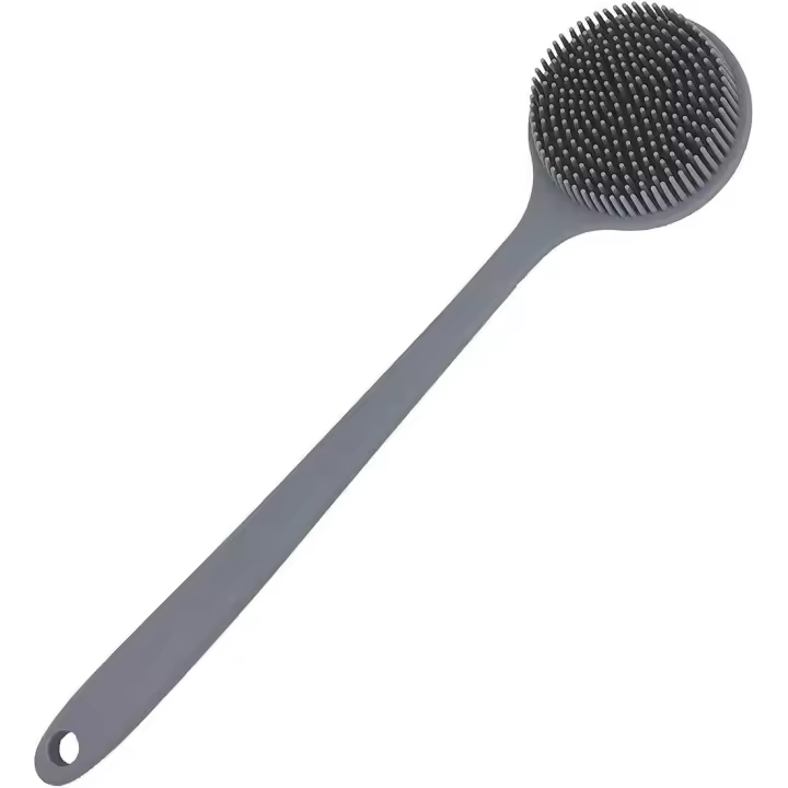 Cepillo de baño de silicona suave para ducha con mango largo - 1