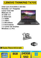 Ordenador Portátil Lenovo thinkpad T470S core i5-6300U 8gb Ram 240 gb ssd windows 11 - details 0