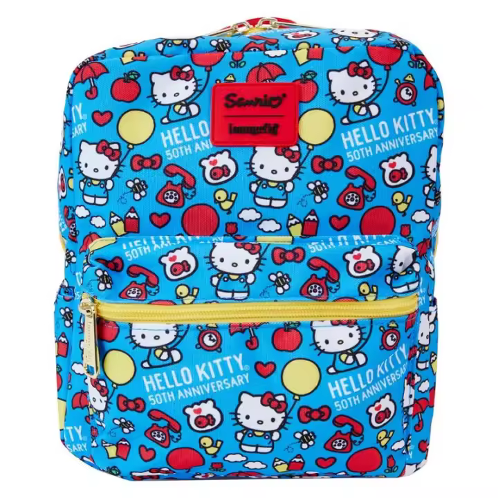 Mochila 50th Anniversary Hello Kitty Loungefly 24cm. Mochila ergonómica con amplio espacio. Diseño resistente y versátil para llevar tus pertenencias con estilo. - 1