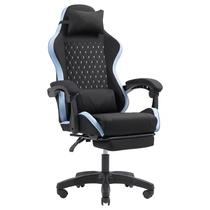 Mars Gaming MGC-X FABRIC, Silla Gaming Ergonómica, Tejido Transpirable, Respaldo Reclinable y Altura Regulable, Reposabrazos Dinámico, Cojín Cervical y Lumbar, Silla Oficina con Reposapiés Extensible, Silla PC Negra, Azul, Rosa o Blanca - 1