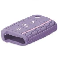Banner - Funda silicona mando llave del coche 3 botones compatible con VW purpura rosa
