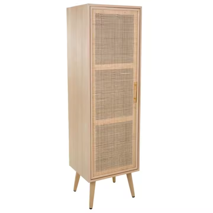 WANDERLUST DECO Armario de madera y rejilla marrón 40.5x37x139.5h cm - 1