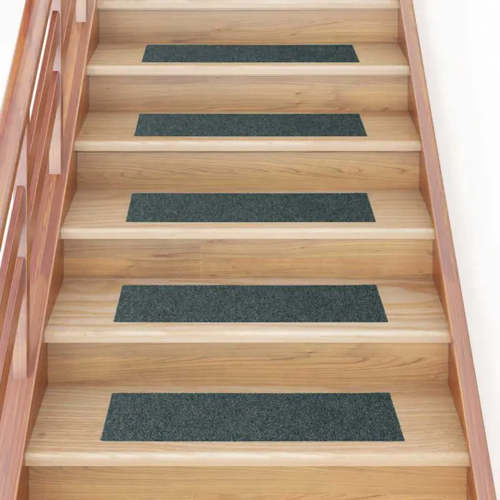 vidaXL Alfombrillas escaleras autoadhesivas 30uds verde 76x20 cm - 1