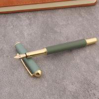 1PC Pluma Fuente De Metal Verde Mate Para Escritura En Oficina Y Escuela Suministros De Papelería Pluma De Tinta Estilo Elegante - details 1