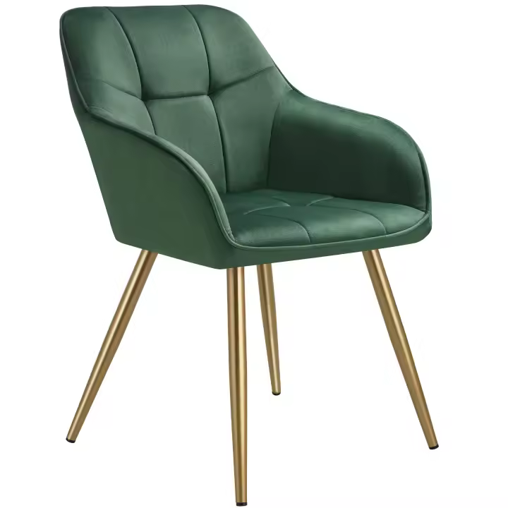 Tectake - Silla de comedor Marilyn 58 x 62 x 82 cm, Tapizado de terciopelo, Acolchado, Silla para salón o dormitorio, Mueble moderno, Respaldo continuo, Patas de acero cromado, Sillas para salón modernas, Pies antideslizantes, Capacidad de carga 120 kg - 1
