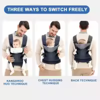 Ergomía Portor, mejor portabebés para recibir nasido, soporte ajustable para Cabeza y Cuello, para niños Pequeños de 1 a 36 més, Azul Profundo (GRIS) - details 1