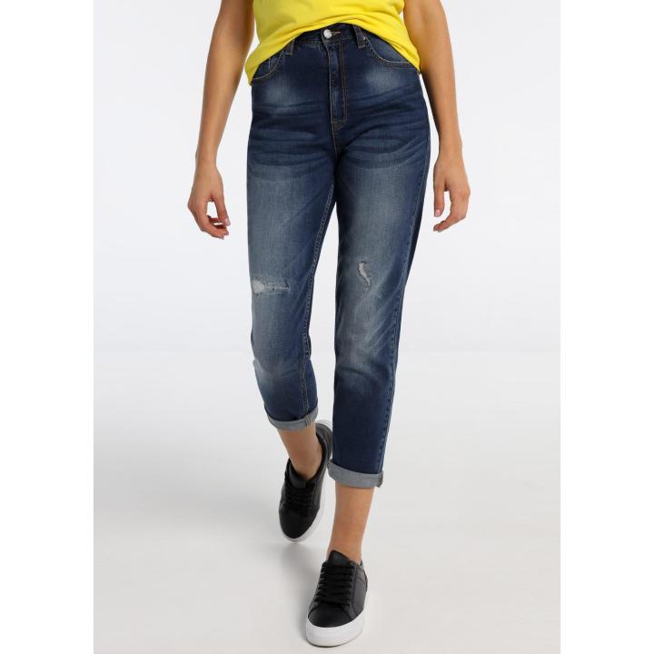 LOIS JEANS - Denim Medium Dark Damage 1962 Mom Fit  - Tallaje en Pulgadas- Tallaje en Pulgadas