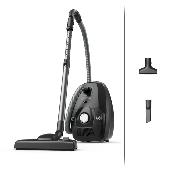 Rowenta Force Max Silence - Aspirador con bolsa de 900 W, hasta un 82% reciclable, gran filtración HEPA más de 99,98%, depósito de 4,5 L, cable de 8,4 m, incluye accesorios tapicerías, negro - 1