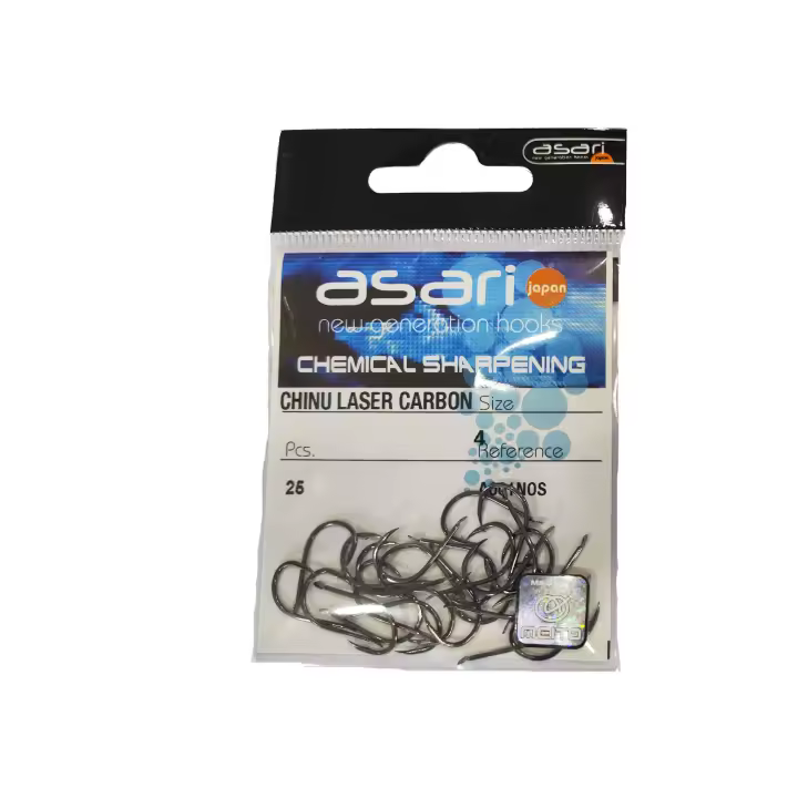 Anzuelo Chinu Laser Carbon A001NOS 25 Pcs. Accesorios Pesca Anzuelos y Triples Asari - 1