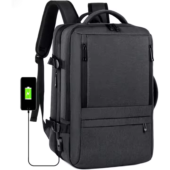 Equipaje de mano extensible Bolsa Impermeable Carry On Holdall Mochila de viaje with bolsilo para portátil y Puerto de carga USB Fit 15,6 pulgadas portátil - 1
