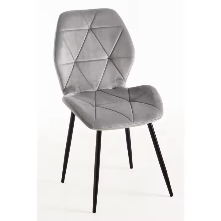Silla Sesel Terciopelo Patas Negras - Gris - 1