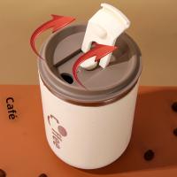 Taza De Café De Acero Inoxidable 304 Con Pajita Y Tapa, Antigoteo Para Bebidas Calientes Y Frías Adecuada Para Niños Y Adultos - details 1