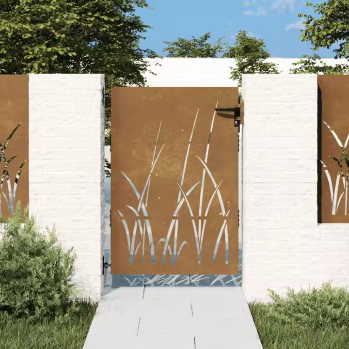 vidaXL Puerta de jardín acero corten diseño hierba 85x125 cm - 1