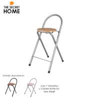 The Secret Home - Taburete Plegable de Cocina con Respaldo - Silla Plegable de Metal y Madera - details 0
