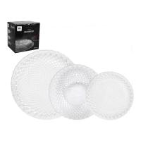 MAXHOME-VAJILLA COMPLETA DE 18 PIEZAS DE VIDRIO DIAMOND LA MEDITERRÁNEA,Juego de Vajilla completa de 18 piezas de vidrio con diseño en relieve - details 0