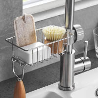Estante de esponja para fregadero de cocina, caja de almacenamiento sobre el grifo, estante de drenaje de baño colgante desmontable de acero inoxidable, depurador, So, 1 pieza - details 1