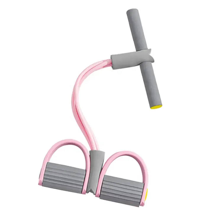 Banda De Resistencia 4-Tubo Para Yoga Pedal Puller Bandas Elásticas De Entrenamiento De Fitness Para Abdomen Cintura Brazos Color Rosa Y Gris Unisex - 1