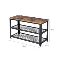 Banco zapatero con asiento y 3 niveles, estantería para zapatos con marco de metal, ideal para entrada, sala de estar y pasillo, 73x30x45 cm - details 10