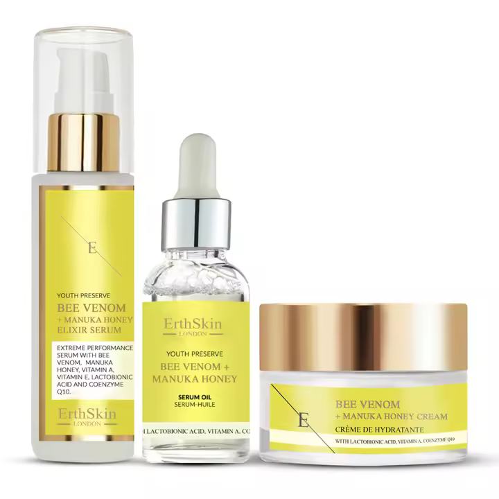 ErthSkin London Veneno de Abeja + Crema de Miel de Manuka + Suero Elixir + Aceite Serum - 1